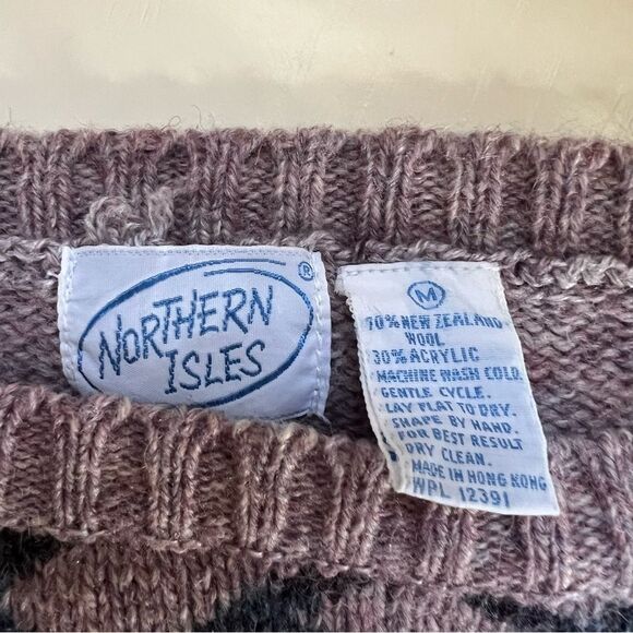 Northern Isles Vintage Sweater Wool Lilac Lavender Size Medium Geometric 80s - Picture 4 of 6